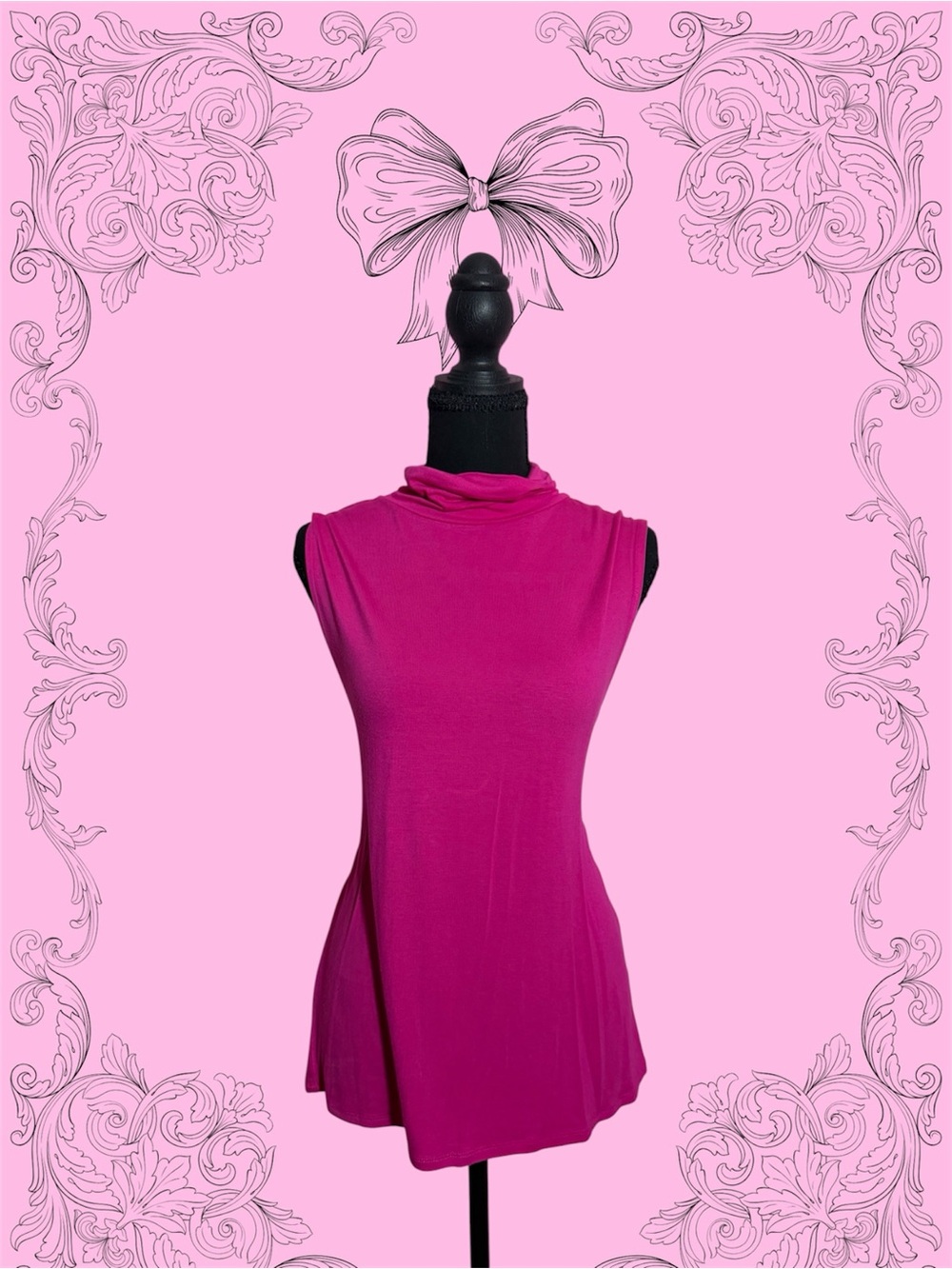Sleeveless Mock Neck Women's Top in Fuchsia